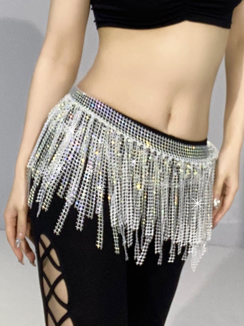 handmade belly dance hip sccarf Belt with rhinestone tassel y1016